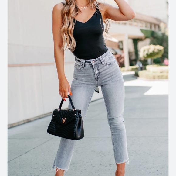 ❤️EUC Vervet Brand Too Good to Me High Rise Cropped Skinny Jeggings, Grey Wash - Picture 4 of 14